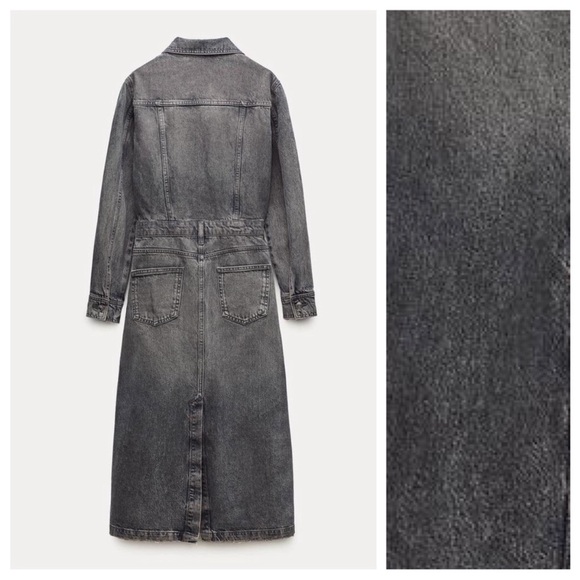 ZARA DENIM SHIRTDRESS ZW COLLECTION GRAY SZ S - Picture 6 of 13